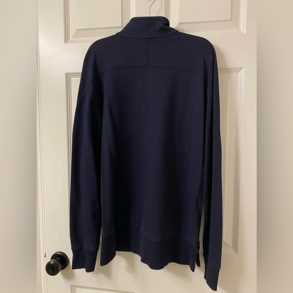 Goodman Brand Navy zip up Top with Rose Gold Zipper and Stripped Interior - Picture 3 of 3